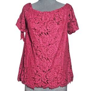 Pink Lace Cold Shoulder Blouse Size Medium